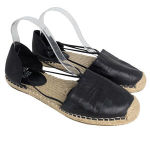 Eileen Fisher Lee Espadrille Flats 10 Black Leather